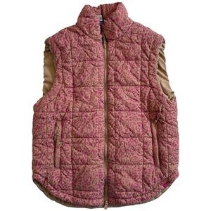 JoyLab Women’s Quilted Puffer Vest – Pink Leopard Print – Size Small
